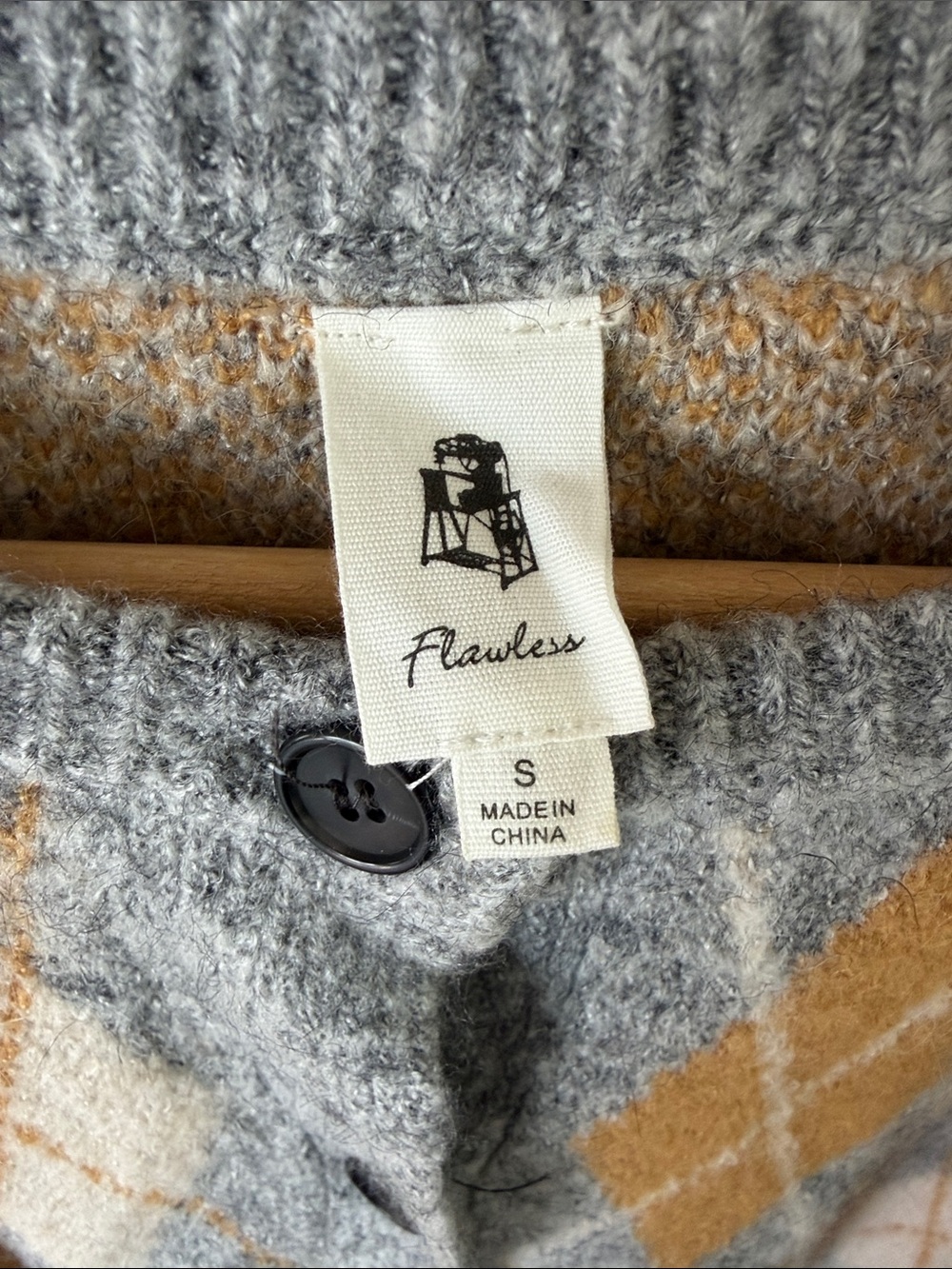 Vici Button-Front Sweater Cardigan - Gray, Mustard & Cream - Picture 3 of 5